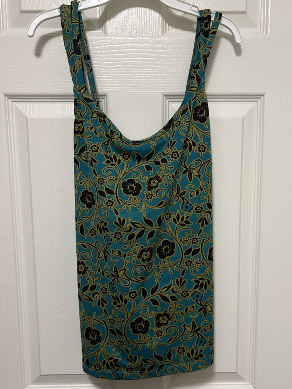 *Stonewear Designs Teal Floral Print Dryflex XXL Tankini Bikini Top